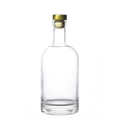 Glass Bottle Factory Wholesale Flint Crystal Customize Round Wine Liquor 700ml Glass Vodka Bottle with Rubber Stopper for Sale 