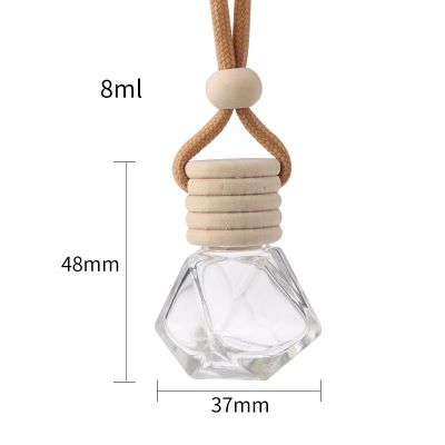 Wholesale custom 8ml empty hanging car diffuser perfume bottle with wooden cap