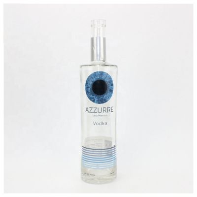 Wholesale 750ml Transparent Custom Pattern Logo Vodka Whisky Glass Bottles For Liquor 
