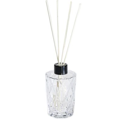 Wholesale Aroma Therapy Bottles Embossed 185ml Fragrance Reed Diffuser Glass Bottle With Cap 