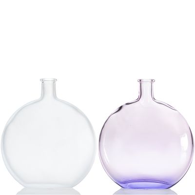 Luxury Flat Round Aroma Oil Diffuser Glass Bottle Reed 500ml Diffuser Bottles For Wine 