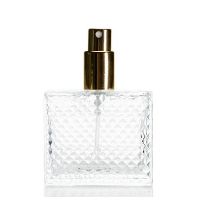 Custom Crystal Empty Square Perfume Bottles Glass 50ml perfume bottle For Sale 