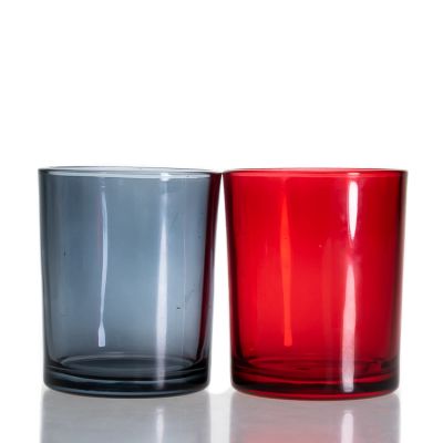 Custom Christmas Candle Glass Holder 180ml Red Empty Colored Candle Jars For Decorative 