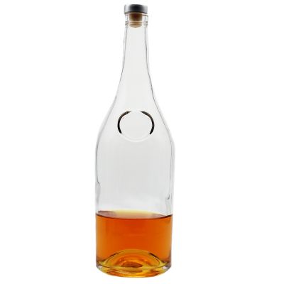 Wholesale 1000ml whisky alcohol liquor whisky glass bottle with wood cork