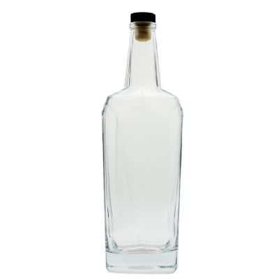 glass wine bottle for liquor vodka 750ml with cork brandy whisky glass bottles