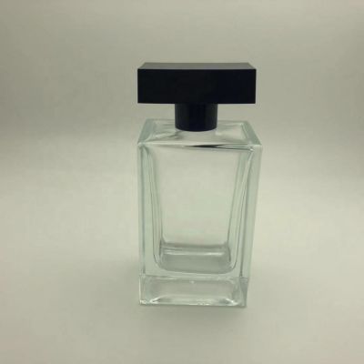 Custom Made high quality 100ml Square Shape clear Perfume glass bottle