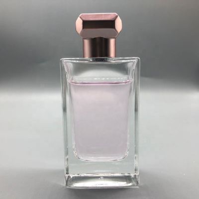 Zamac cap square rectangle polished glass expensive luxury 50ml perfume bottle