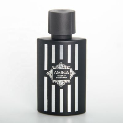 Flat square shape round perfume cap china luxury black perfume bottle 50ml