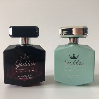 70ml charm colored perfume bottles custom logo with pump sprayer 