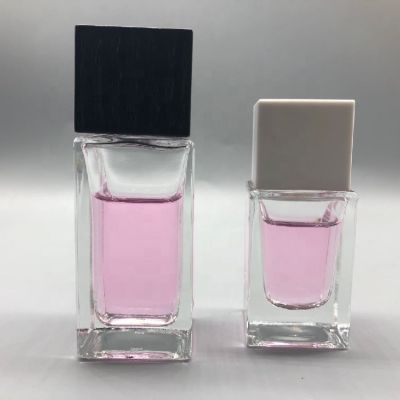 Cap wood square rectangle 30ml 50ml perfume bottle