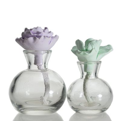 Factory diffuser empty bottle 50ml 100ml glass reed diffuser bottle with gypsum flowers
