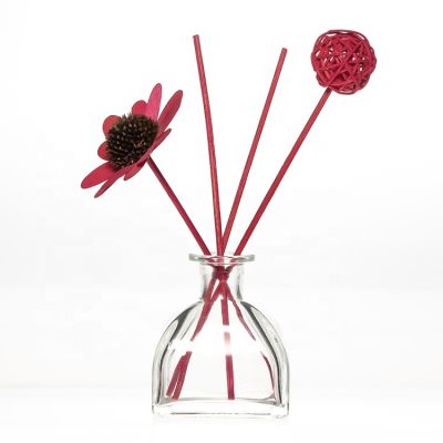 Hot sell 150ml flat square yurt shape glass reed diffuser fragrant bottle with cork