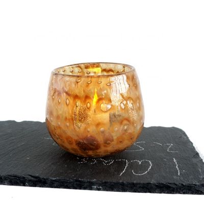 8oz 250ml amber bubble desgin handmade egg shape glass candle holders jar