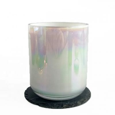 16oz big size iridescent candle jars custom colors glass candle holder