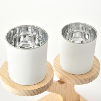 Individual customized glass candle holders craft glass bottle jars with special electroplated technology and zinc alloy lid