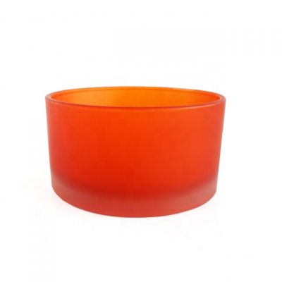 China Factory Wholesale Color Frosted Orange Candle Empty Jar 900ml big mouth candle cup
