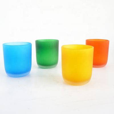 wholesale 10oz colorful frosted candle jars with custom wooden lids