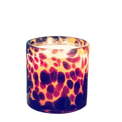 Leopard print Jar cylinder amber black 8oz 12oz 13oz 16oz 17oz candle holders for home decor and gifts
