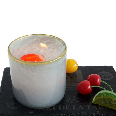 wholesale grey design handmade candle luxury jar 530ml with gold rim for candle