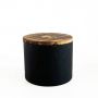 450ml 15oz big capacity matte black glass candle vessel with sealed wooden lid