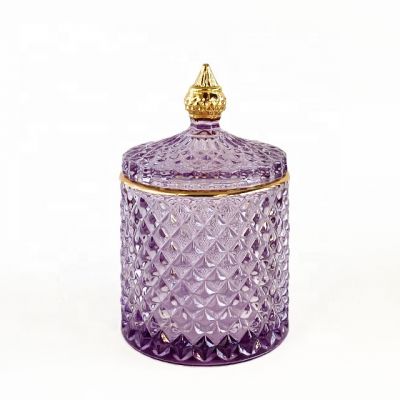 300ml 10oz purple dome glass jar round storage food glass jar with lid