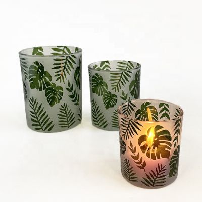 Customized Creative Sandblasted Pattern Glass Candle Holder