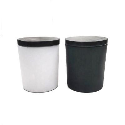 400ml matte black white amber blue pink empty candle jars with black sealed wooden lid