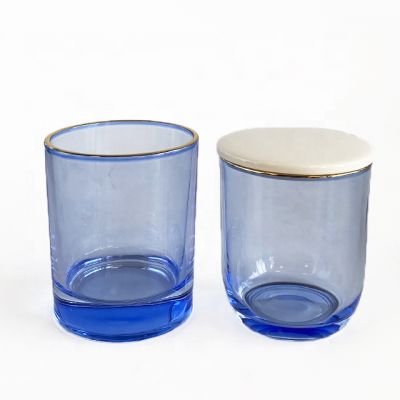 new arrival translucent glass candle jars with silver rim for candle making