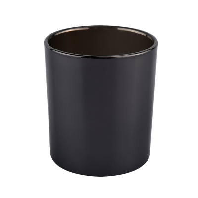 Luxury glass candle vessel black 300ml cylinder in bulk