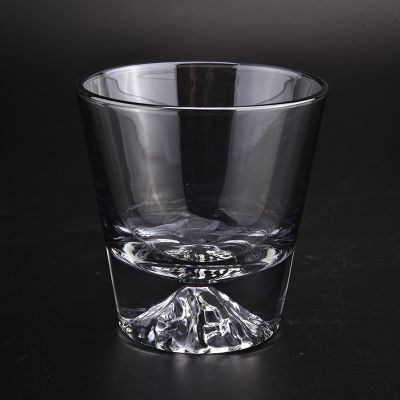 transparent glass candle container unique designed, V shaped clear glass vessel