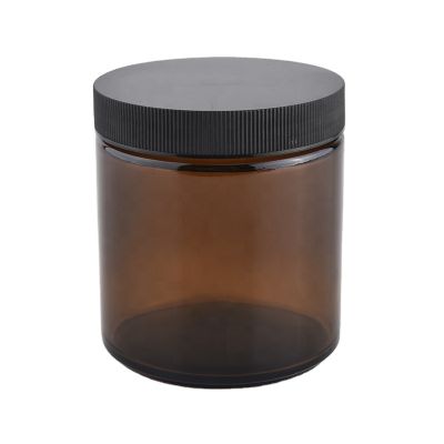 luxury amber glass container with plastic lid