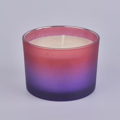 colorful candle holder with wooden lid, 14 oz wide mouth glass vessels for candles