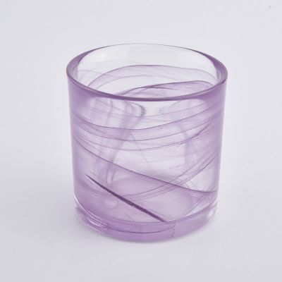 Ground edge top glass container, decorative glass candle jar pink color