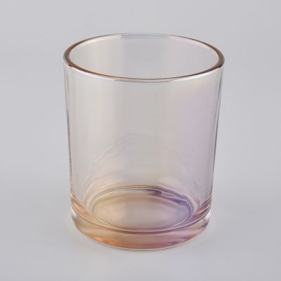 unique glass candle holder, ion plating glass candle container translucent