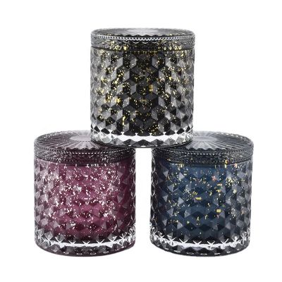 home decor embossing glass candle jar with lid