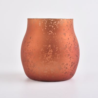 mercury electroplating frosted orange glass candle holder for decorations