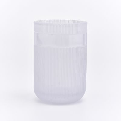 Pearl white glass jar with lid for candles