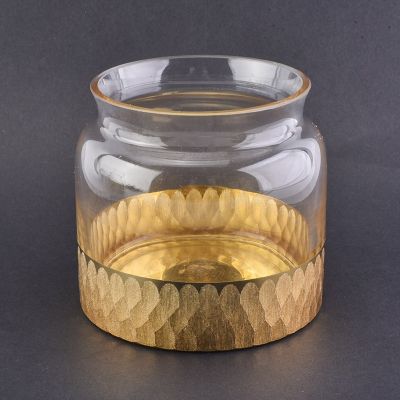 Glass candle holder with gold lid luxury home decoration