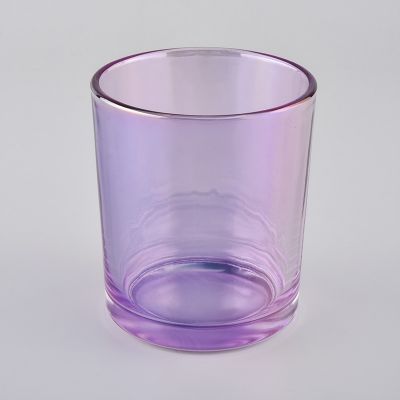 light purple glass candle vessel, shiny glass candle holders for home