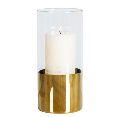 Glass candle jar custom lid transparent borosilicate glass storage jar covered golden for candle holder