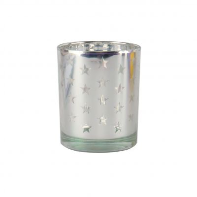 Silver Glass Candle Holder for Home Decor with transparent star