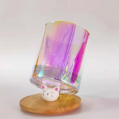 Colorful Newest Style Glass Candle Holder Colorful Electroplating Glass Candle Jar For Decorative