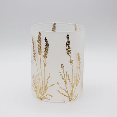 Fashional Design Frosted Glass Candle Holder and Applique Glass Candle Jar for Decoration