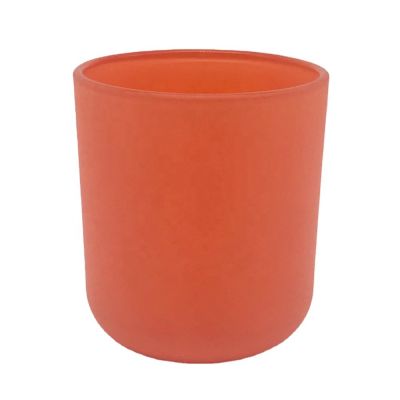 Wholesale Glass Cup Frosted Candle Vessel Matt Red Candle Glass Jar