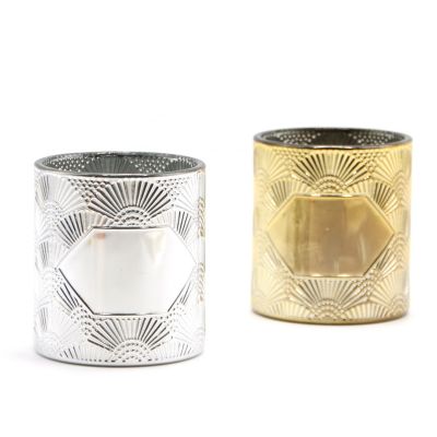 Wholesale Empty Cup Large Vessel Glass Holder Set Gold Luxury 24 Oz Candle Jar