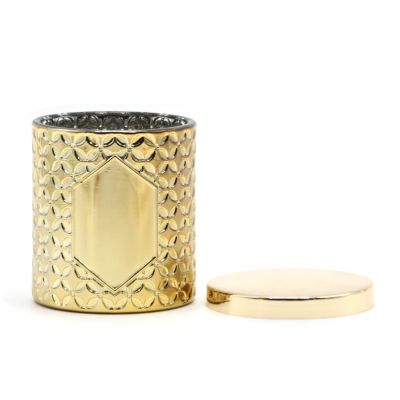 Wholesale Luxury Customized Vessels Golden House Large Vessel Lid Gold Glass Candle Holder