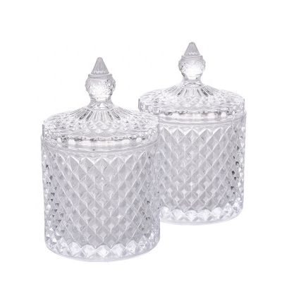 Wholesale Customized glass Luxury container empty glass candle jar with lid