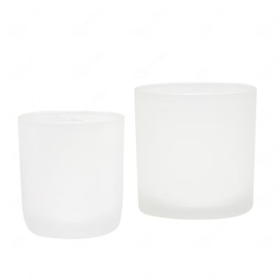 NEW Frosted Candle Jars Empty White Candle Jar Glass with Wood Lid