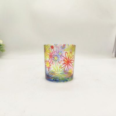 Sticker red flower grass cute to burst childlike growth glass candle holder