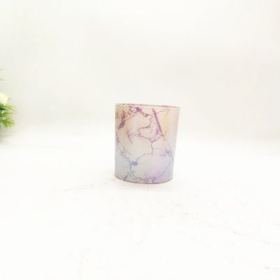 Gradient colorful feeling cup body contains pink cracked glass candlestick